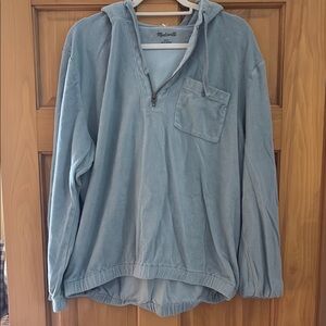Madewell Light Blue Terrycloth Pullover Hoodie size Large